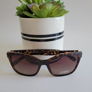 Guess Womens Dark Havana Brown Gradient Lens Designer Sunglasses NEW
